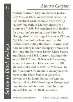 1995 Jockey Star #6 Alonzo Clayton Back